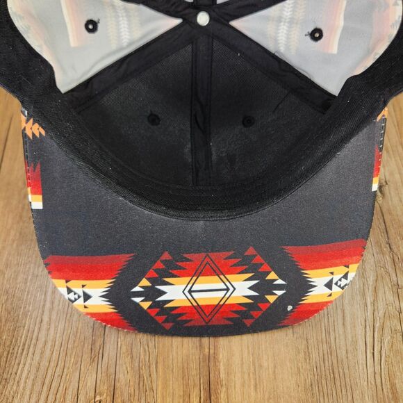 Nativo Aztec Tribal Southwestern Snapback Hat Cap Black Red Native American Flat - Picture 7 of 9
